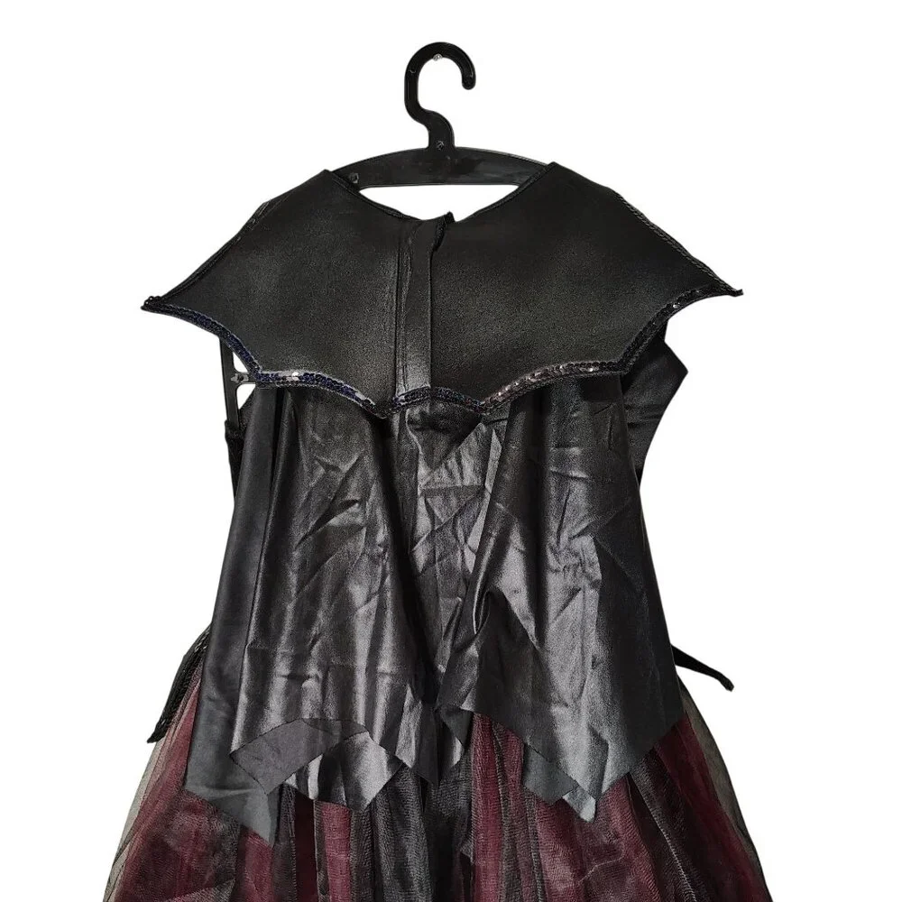 Girls L (10/12) Draculas Darling Dress With Cape Vampire Halloween Costume